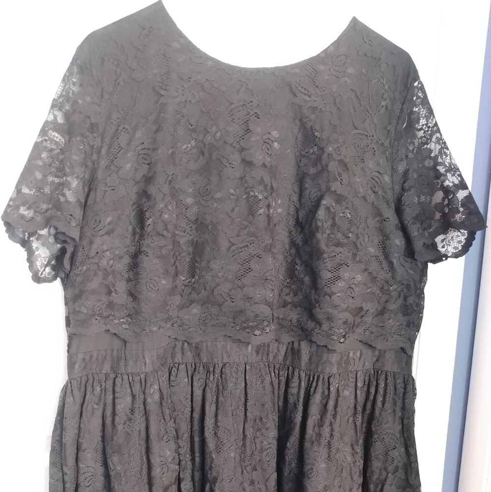Asos Curve black lace midi dress with popover top